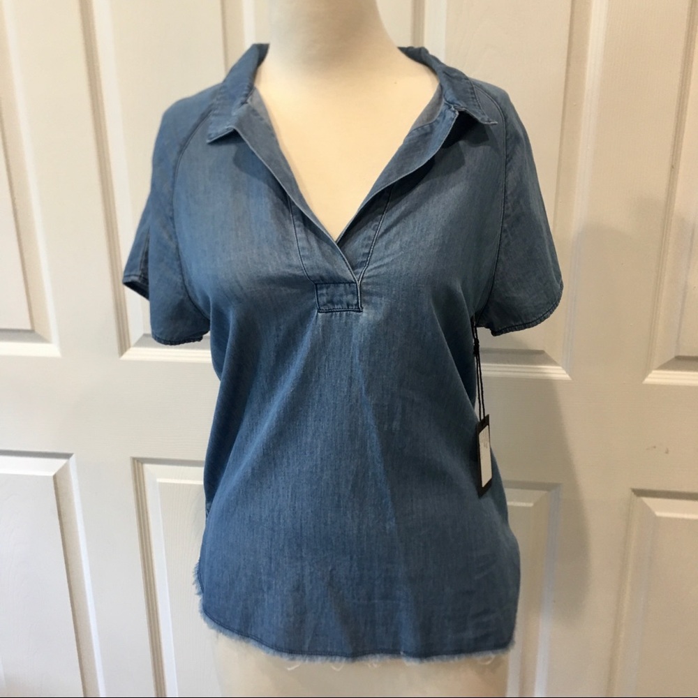 CHAMBRAY DENIM SAMPLE SZ M S/S TUNIC OVERSIZED TOP